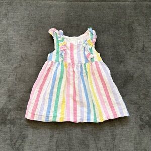 Baby Gap Linen Cotton Rainbow Stripe Dress 12–18 Months